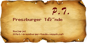 Preszburger Tünde névjegykártya